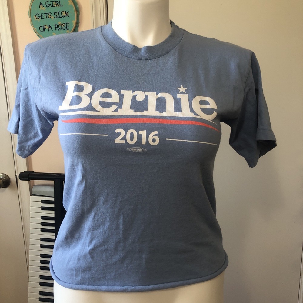 Large Blue Bernie Sanders 2016 Presidential Campaign T-Shirt USA Union Made
