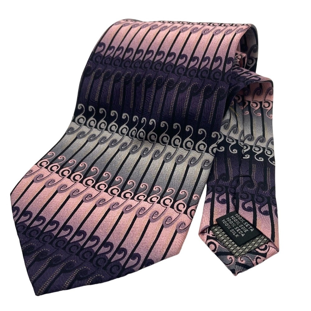 Alexander Julian Colours Silk Men's Neck Tie Pink/ Black/ Silver 59