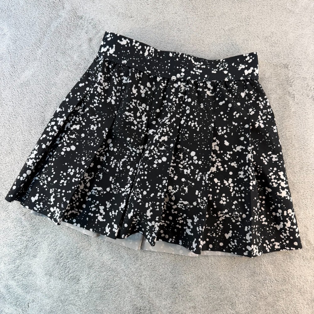 Fabletics Skort Women Black White Speckled Pleated Athletic Skirt Small