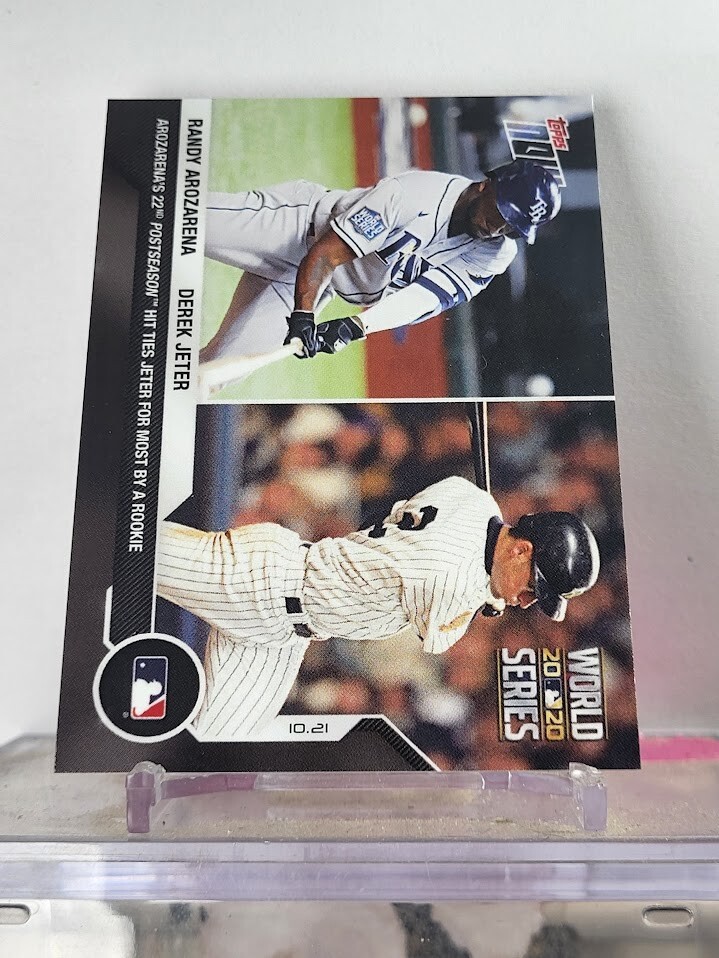 Randy Arozarena / Derek Jeter MLB TOPPS NOW Card 454 Ties Postseason Rookie
