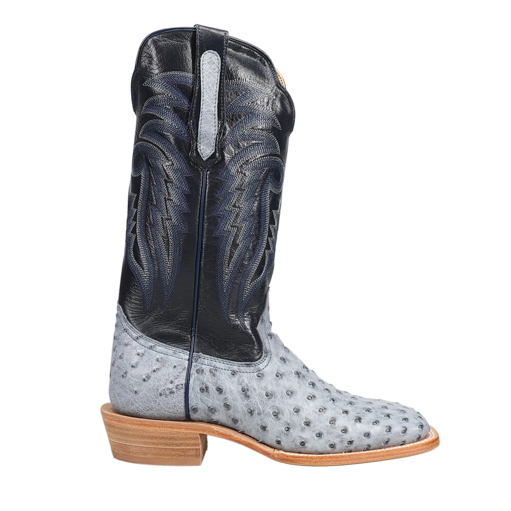 R. Watson Boots Full Quill Ostrich Embroidered Wide Square Toe Cowboy  Mens Size
