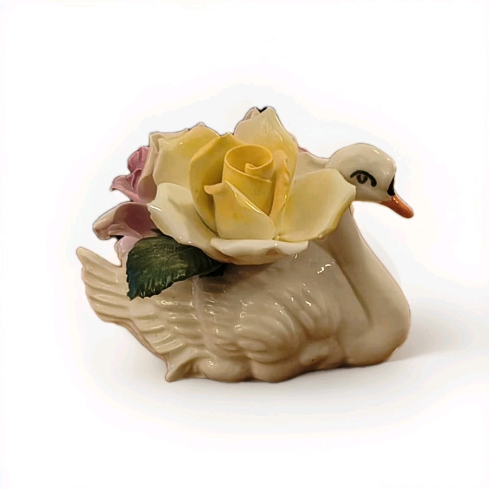 vintage royal adderley English Fine bone china swan and flower Bouquet