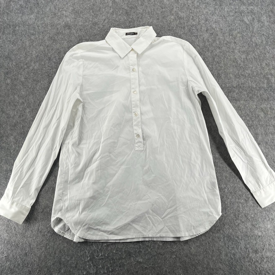 J. McLaughlin Shirt Blouse Womens S White long Sleeve Button Up