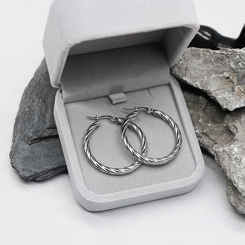 Clip 2 Colors Titanium New Men Steel Stainless Earrings Girl Women Ear O-type