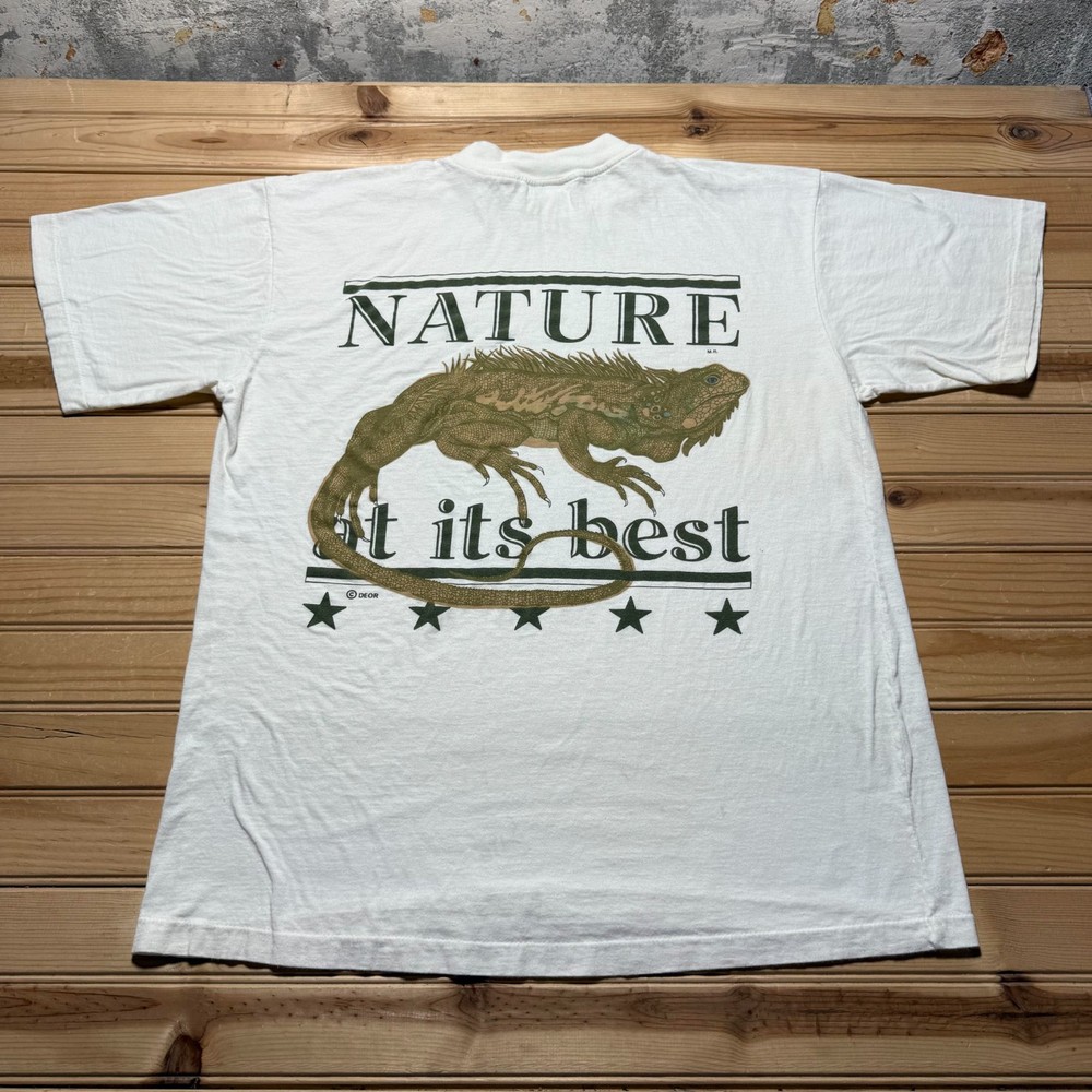 Vintage 90s Cancun Iguana Nature At Its Best Single Stitch Graphic T-Shirt Large