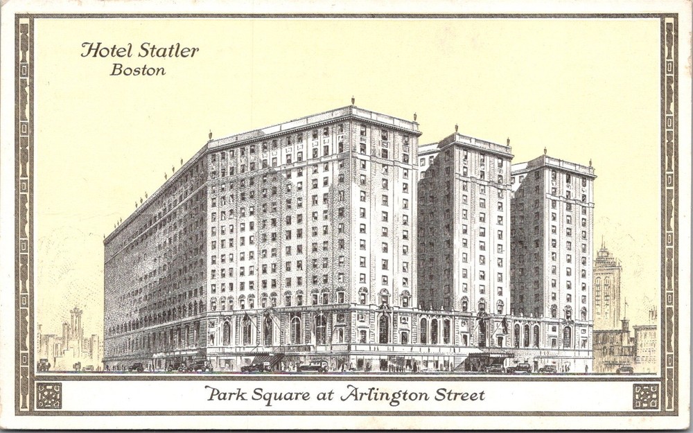 Hotel Statler Boston MA Park Square at Arlington Street Postcard