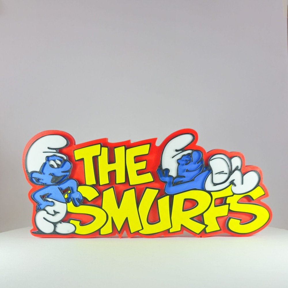 The Smurfs 3D printed Logo Stand | Shelf Art | Comic Collectible 9
