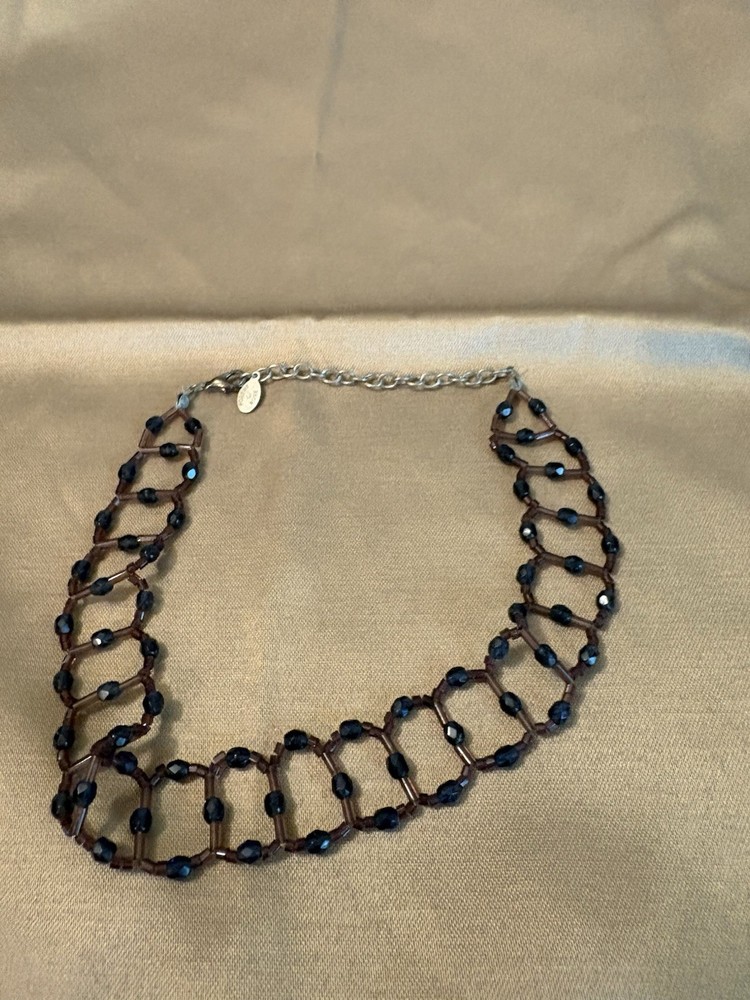 Vintage Robert Rose Purple And Blue Beaded Choker