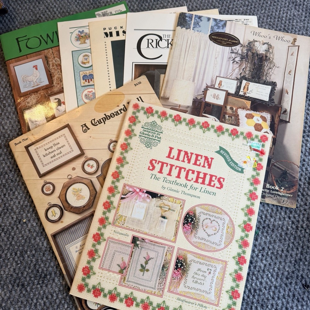 Mixed Lot of 7 Cross Stitch Chart Pattern Books Leaflets Vintage