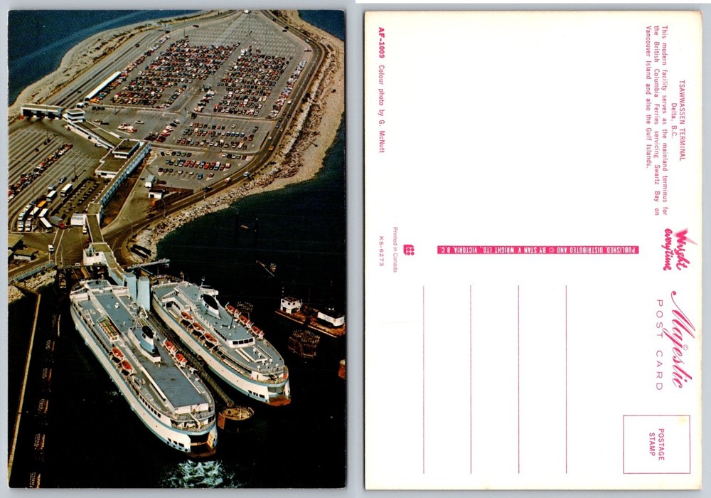 Tsawwassen Ferry Terminal BC Ferries Aerial View Postcard 1960s