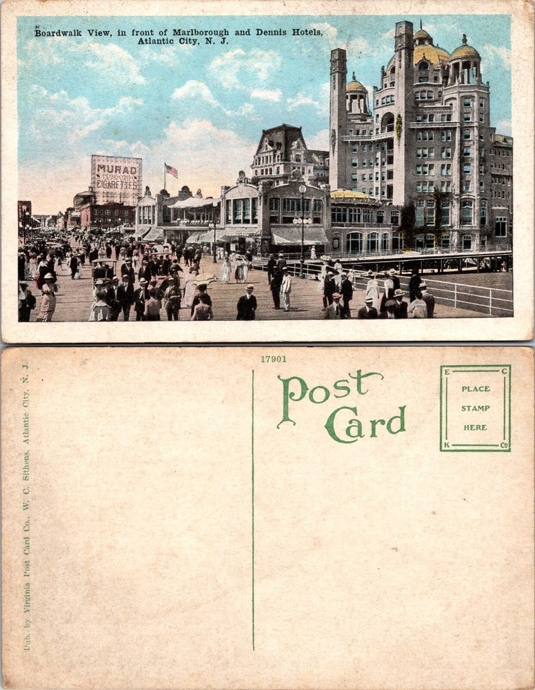 Boardwalk Marlborough Dennis Hotels Atlantic City New Jersey NJ Postcard