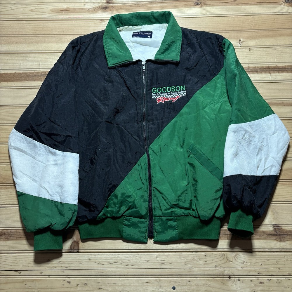 Vintage 80s Goodson Tools Racing Full Zip Puffer Jacket Size Medium NASCAR
