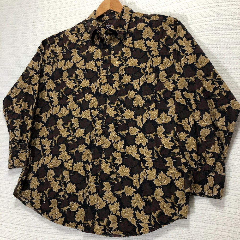 Roundtree & Yorke Men's Size Large Paisley Leaf Fall Autumn Print
