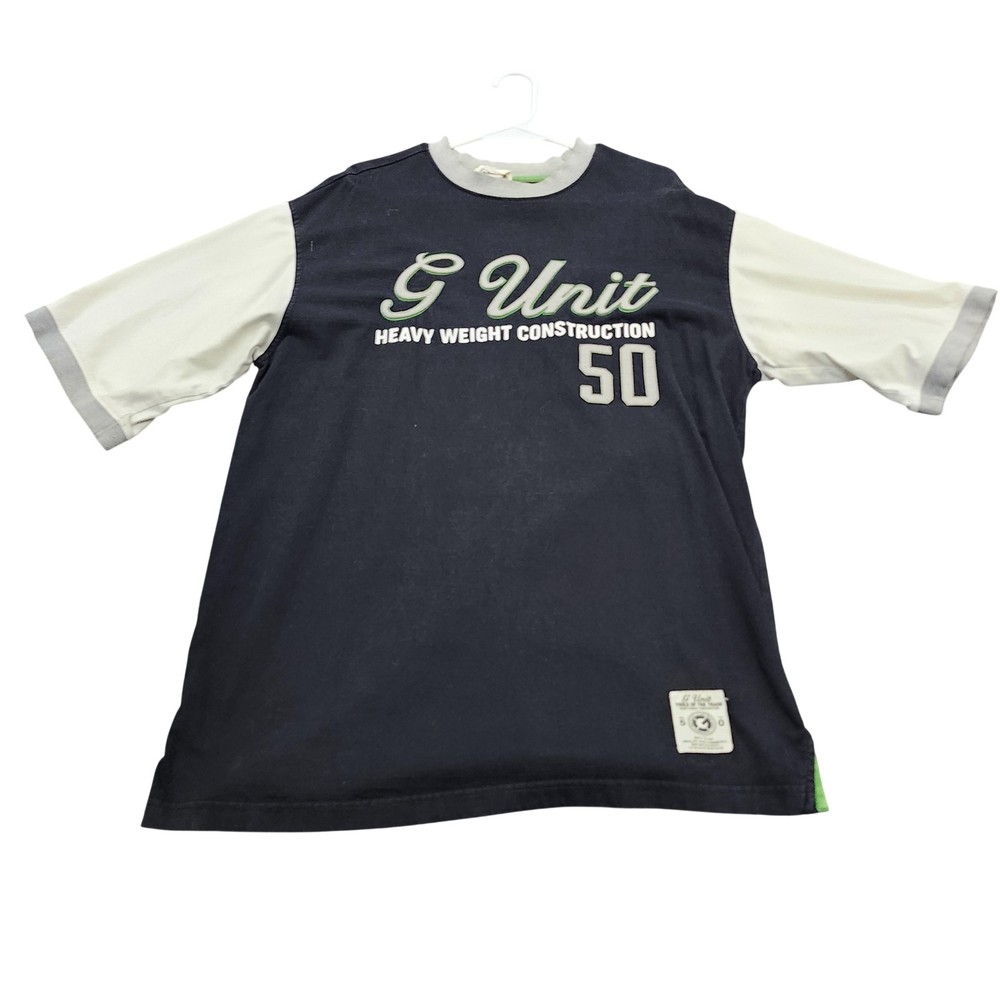 G-Unit Shirt Mens XL Blue Heavyweight 50 Logo Graphic Tee Hip Hop Y2K Streetwear
