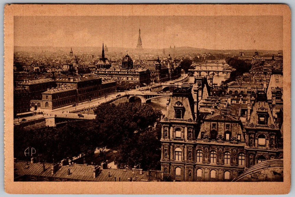 Antique Postcard Panorama Des Huit Ponts Paris, Fr 1910s