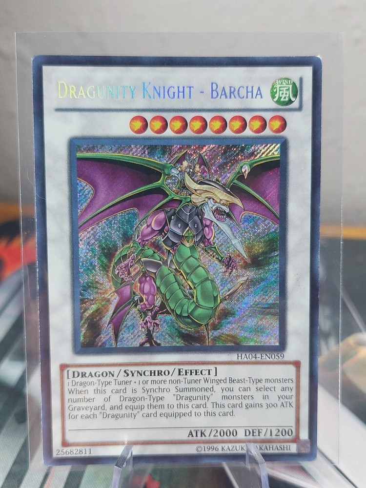 YuGiOh Dragunity Knight Barcha HA04 Secret Rare Light Play