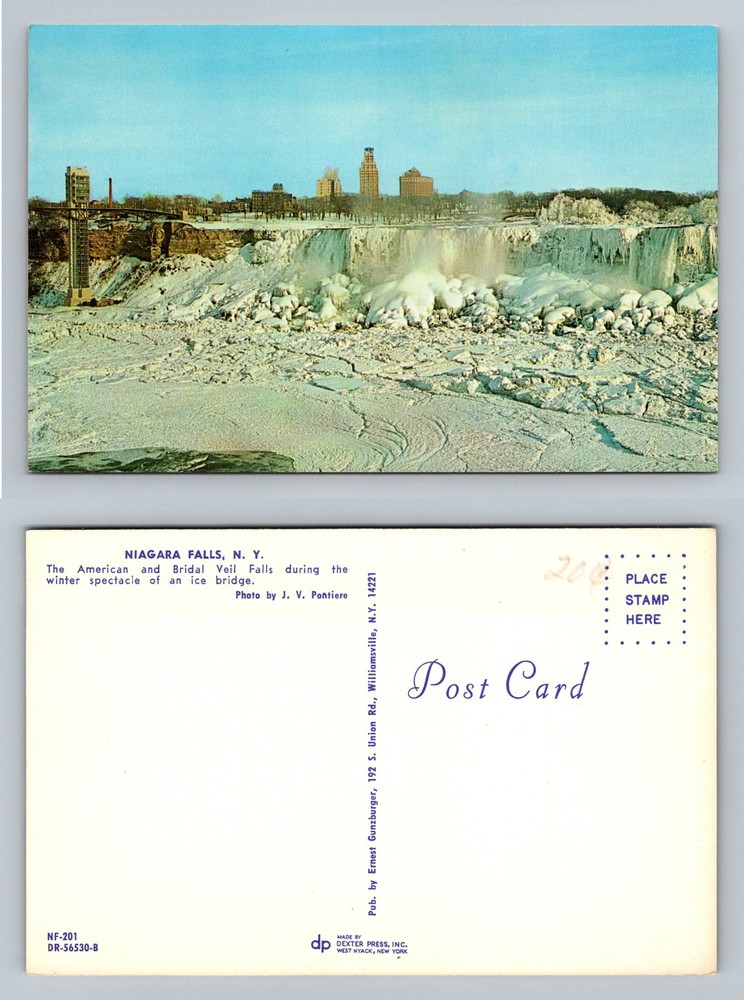 Niagara Falls NY-New York American Bridal Veil Falls Winter Ice Vintage Postcard