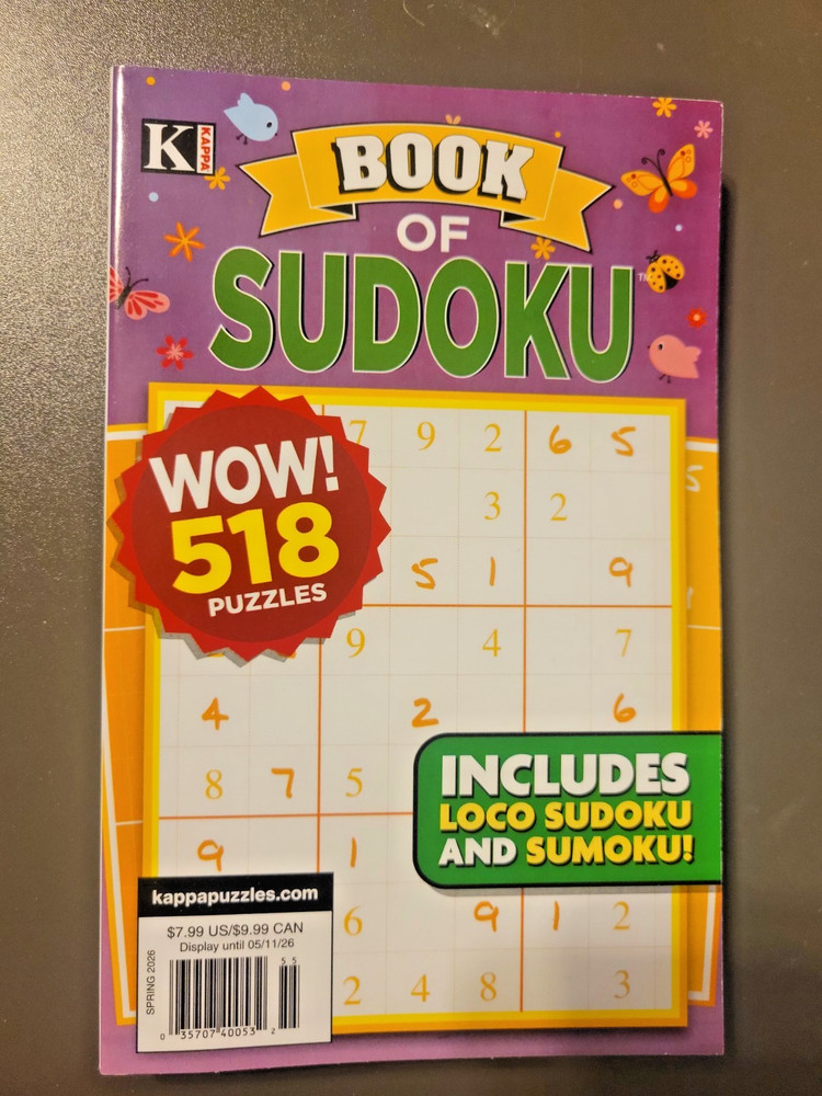 Book Of Sudoku- by Kappa WOW! 518 Puzzles  Includes Loco Sudoku & Sumoku! - NEW!