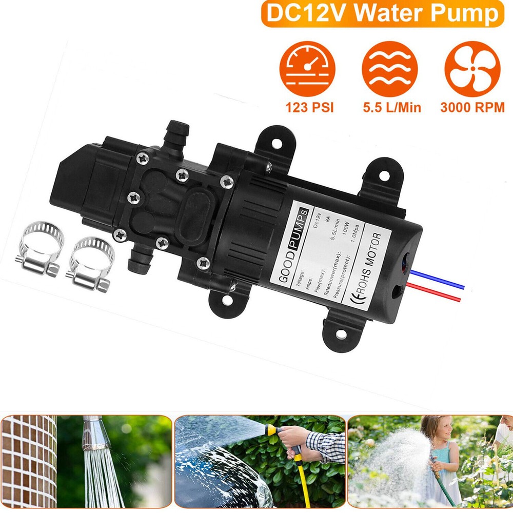 12V Self Priming Sprayer Pump Electric Water Pump for RV Camper Marine Boat