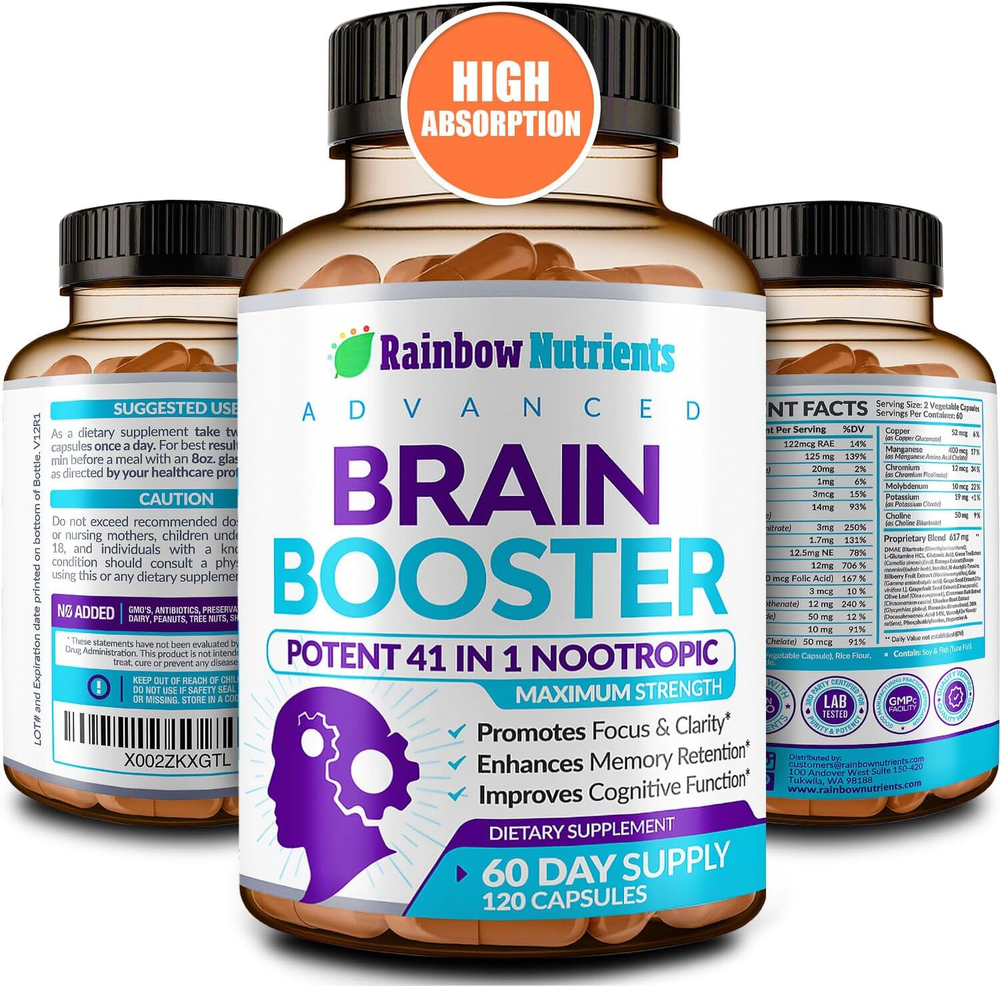 40-In-1 Brain Booster Supplements for Memory, Focus, Clarity, Energy, Performanc