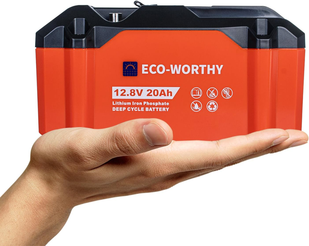 Portable 12V Lithium Battery, 20Ah Lifepo4 Deep Cycle Rechargeable Battery, Buil