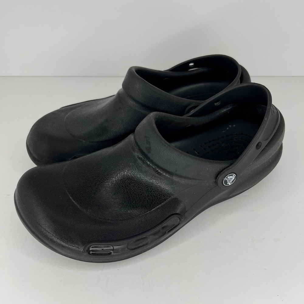 Crocs At Work Solid Black Classic Bistro Clogs Mens Size 9 Women’s Size 11