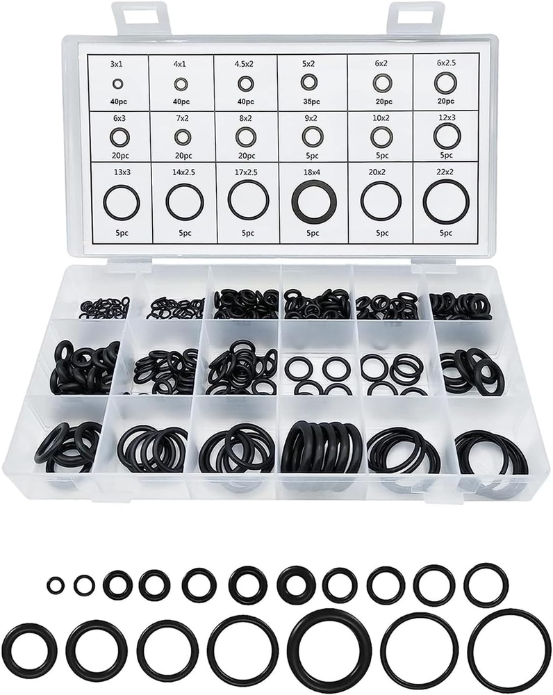 300 PCS O Ring Assortment Kit Set, 18 Sizes High Pressure High Temperature Resis
