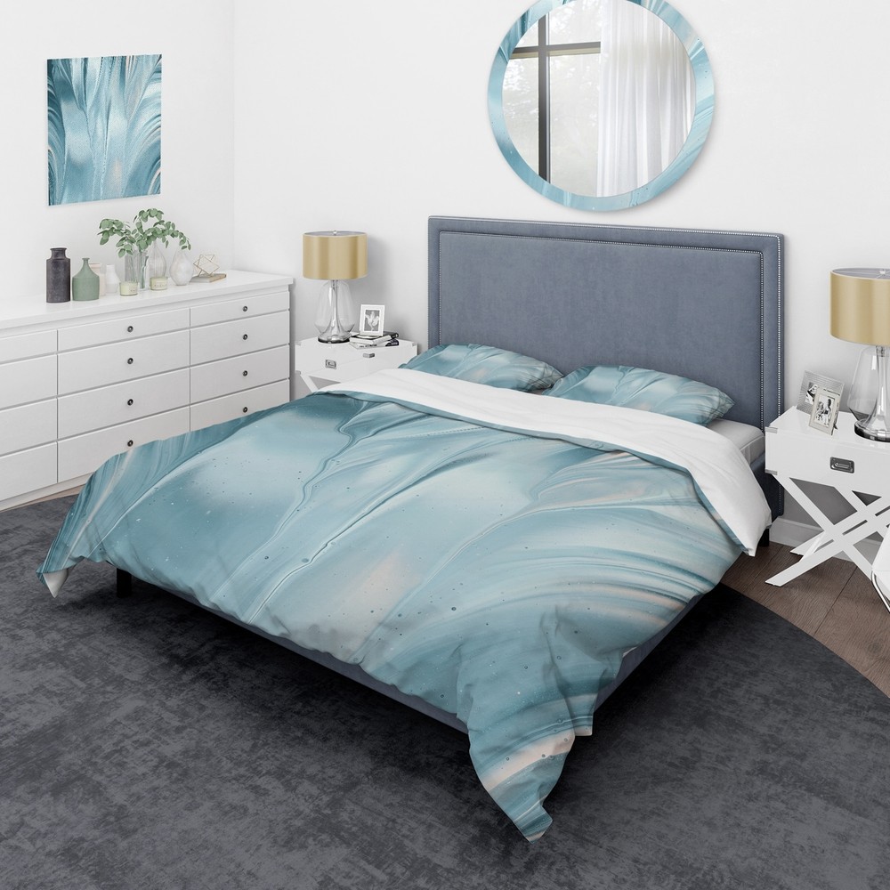 Designart 'Blue Modern Water III' 幾何学的な寝具セット -