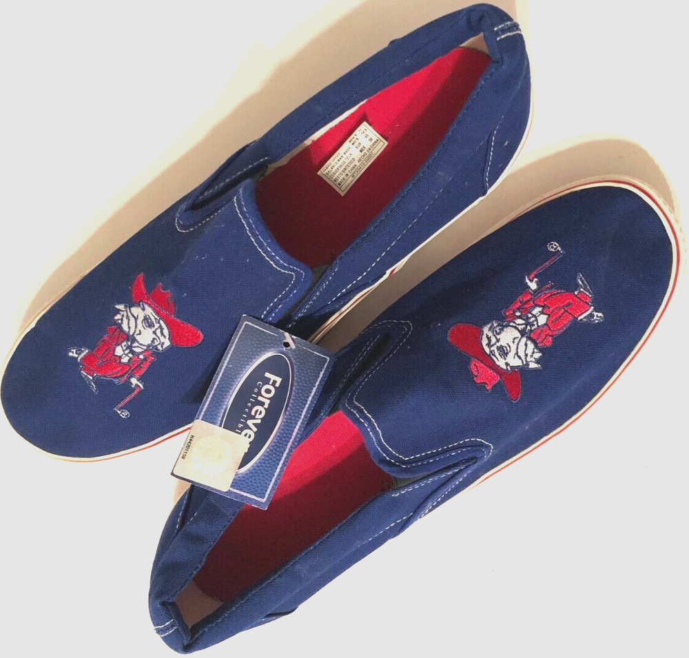 OLE MISS Rebels SEC Logo Blue Low Top Adult NCAA Slip On Sneakers 11 / 12.5 New