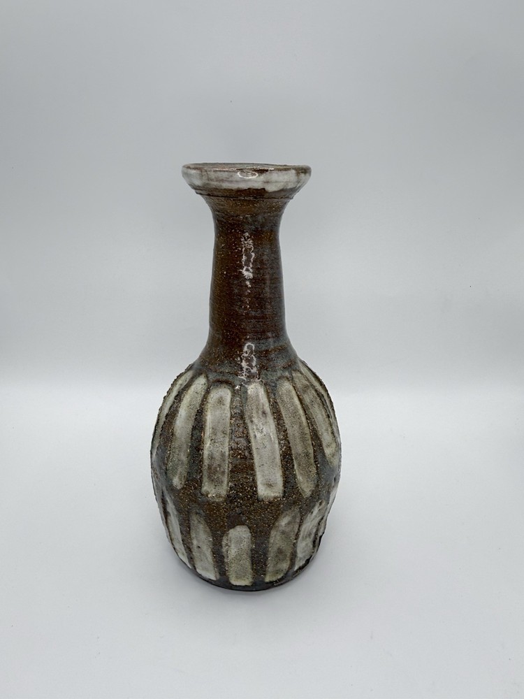 1969 Signed Dudenhoeffer Studio Pottery Vase Mid Century Modern Brutalist 6”