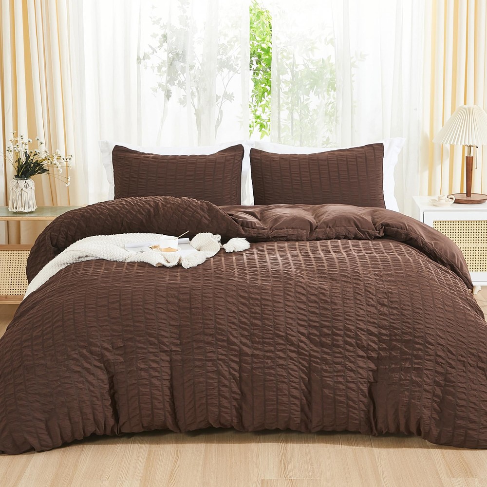 Brown Duvet Cover Full(80 x 90 inches), 3 Pieces (1 Duvet Cover, 2 Pillow Cas...