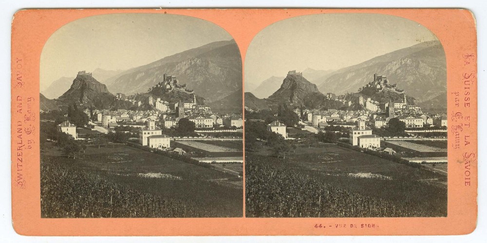 D0833~ E.LAMY – Valley & Sion SWITZERLAND c.1870 Stereoview