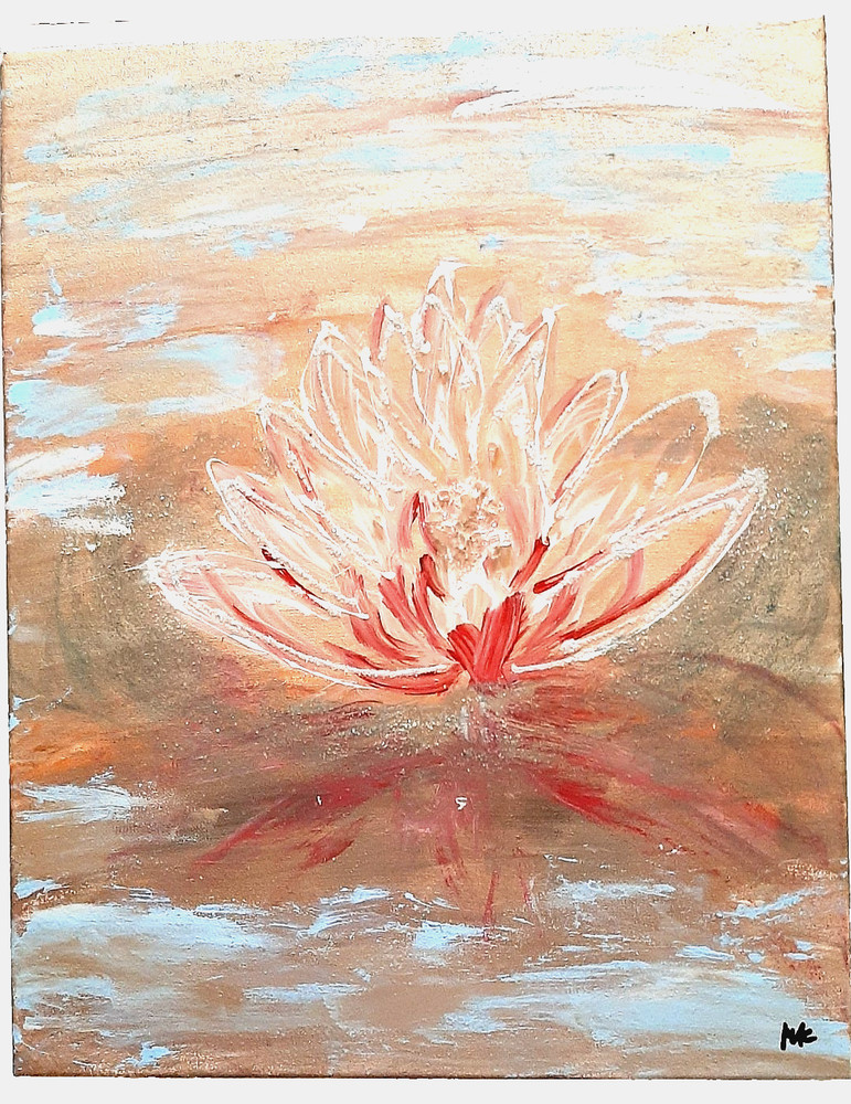 WATER LILY - Original Modern Abstract Art, Acrylic Painting on Canvas.