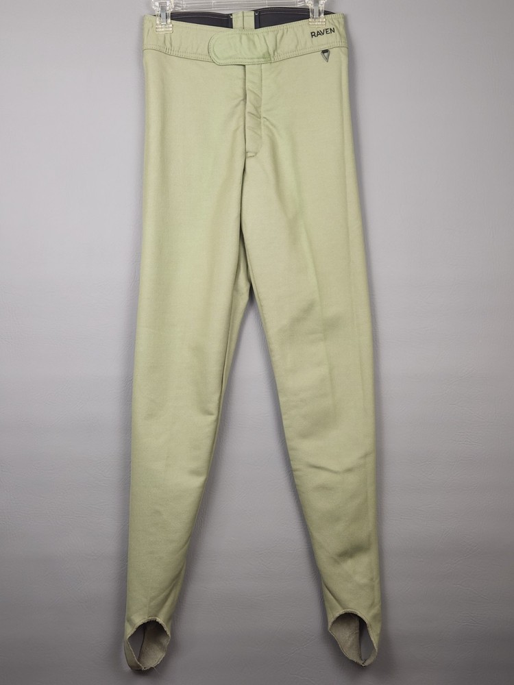 VTG RAVEN Schoeller Textil Women 10 Wool Blend Green Stirrup Ski Snow Pants USA