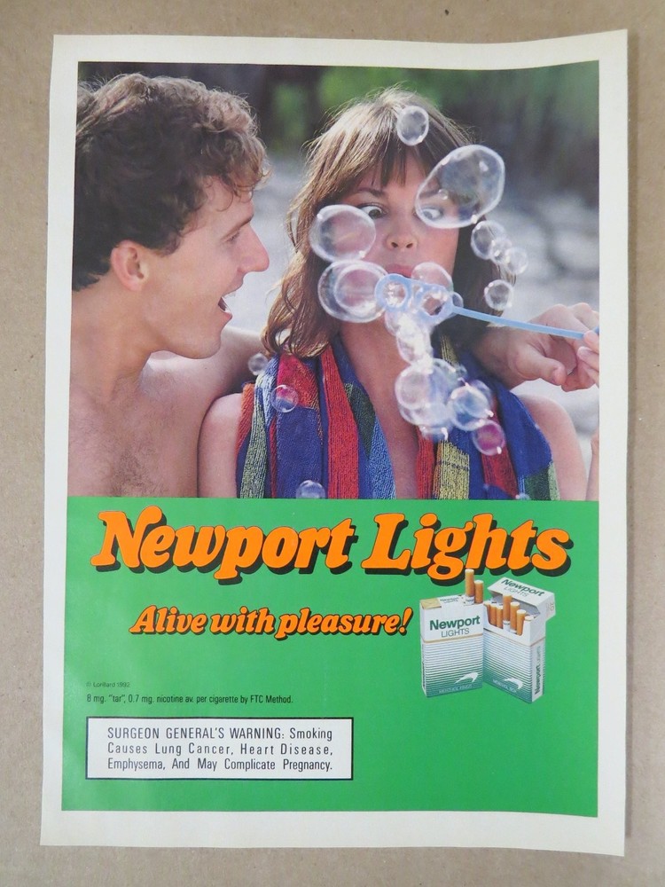 Newport Lights Cigarettes Magazine Print Ad 