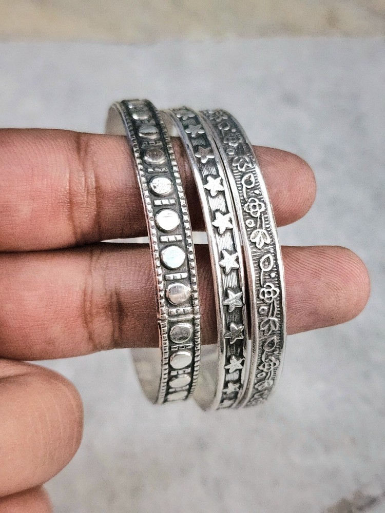 Handmade Silver Bangle Set Of 3 Women Jewelry 925 Sterling Gift For Her  D138