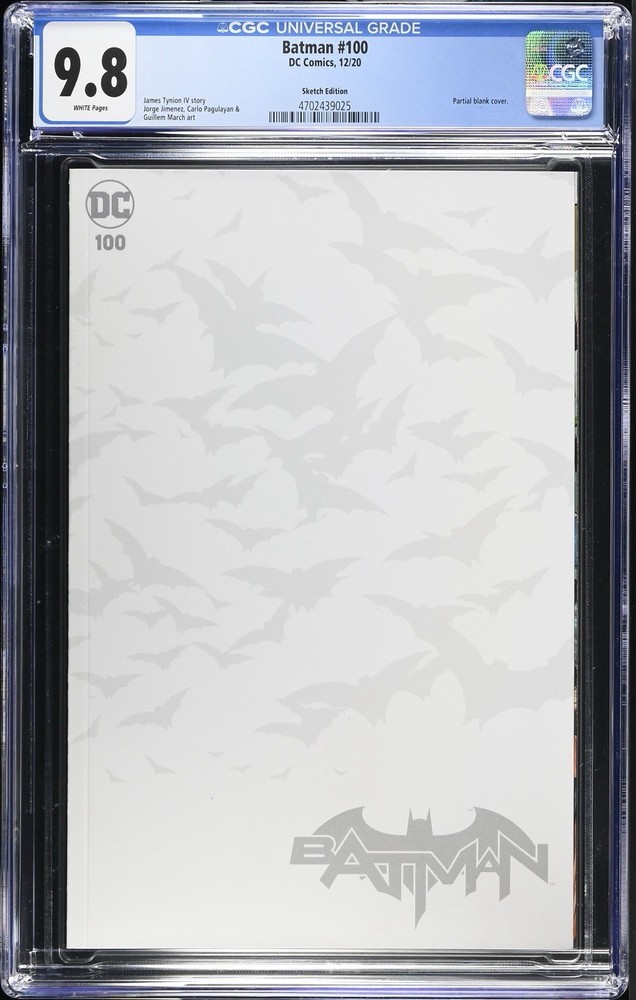 Batman #100 - CGC 9.8 - Blank Bats Variant Cover DC Comics 2020