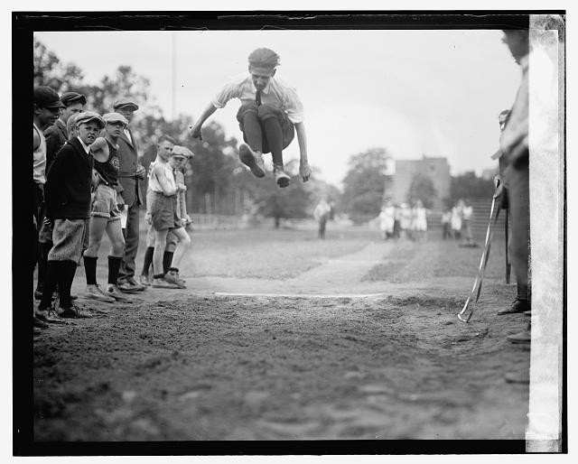 Photo:1924 Grade School Track Meet Long Jump Boy Student Athletics