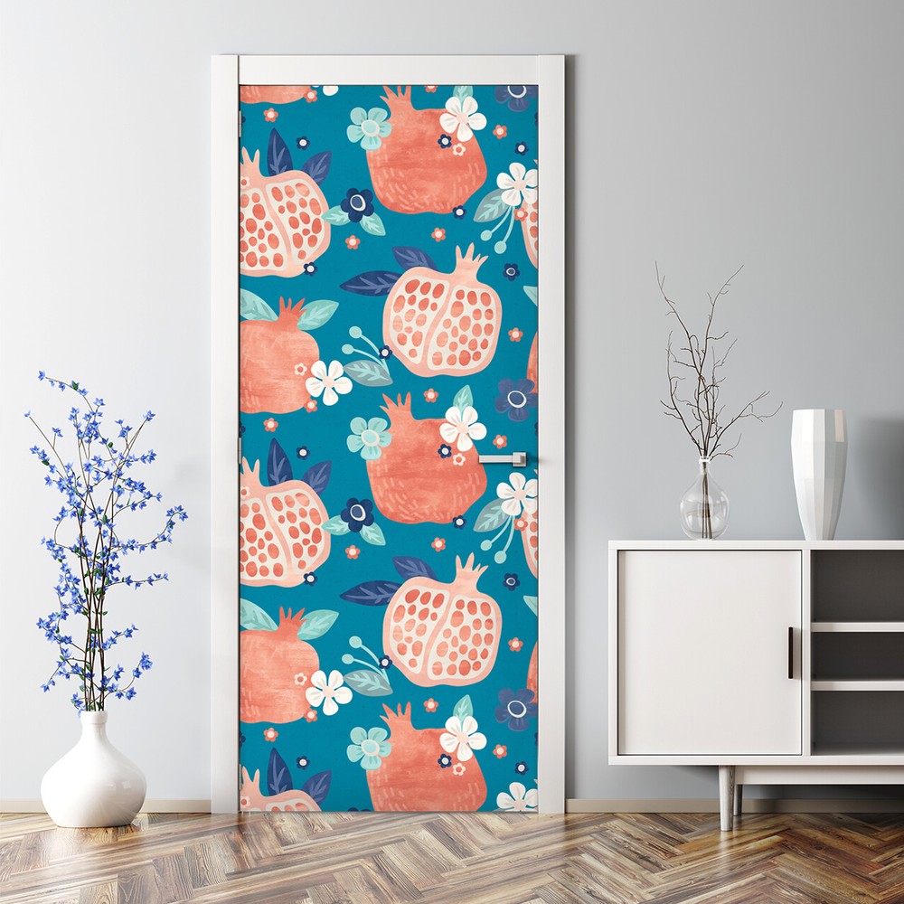 Hand drawn fruits Bubble Free hand painted Watercolour Door Decal reusable