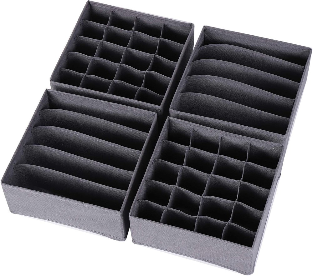 4 Pack Foldable Cloth Storage Box Closet Dresser Drawer Organizer Fabric Baskets