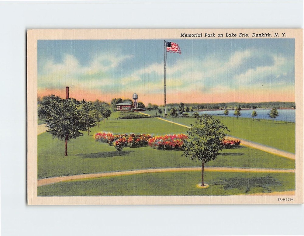 Postcard Memorial Park on Lake Erie Dunkirk New York USA