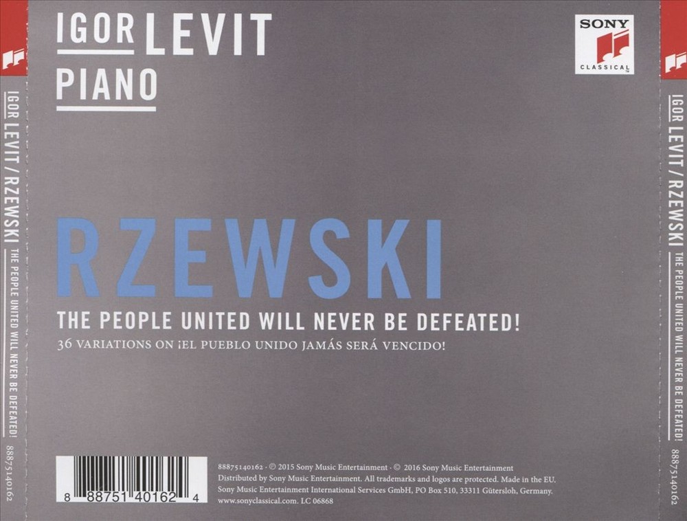 Igor Levit Rzewski: The People United Will Never Be Defeated! New Cd