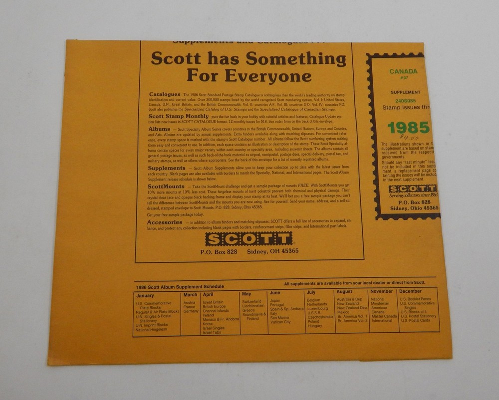 Scott Canada #37 1985 Supplement 240S085 Stamp Album Pages