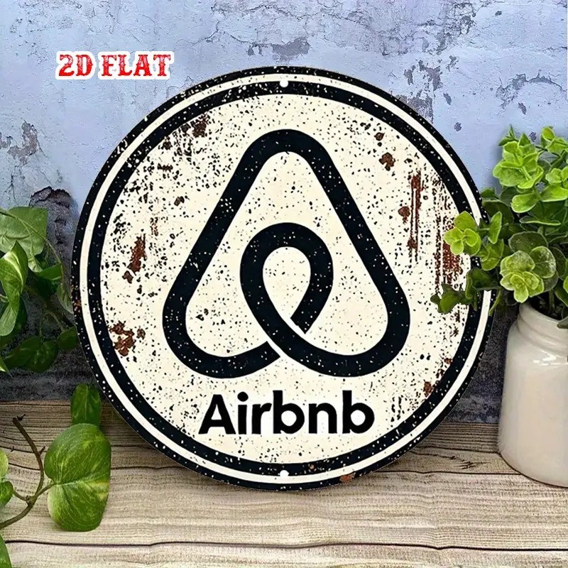 Retro Airbnb Logo Round Aluminum Sign Vintage Style Metal Decor