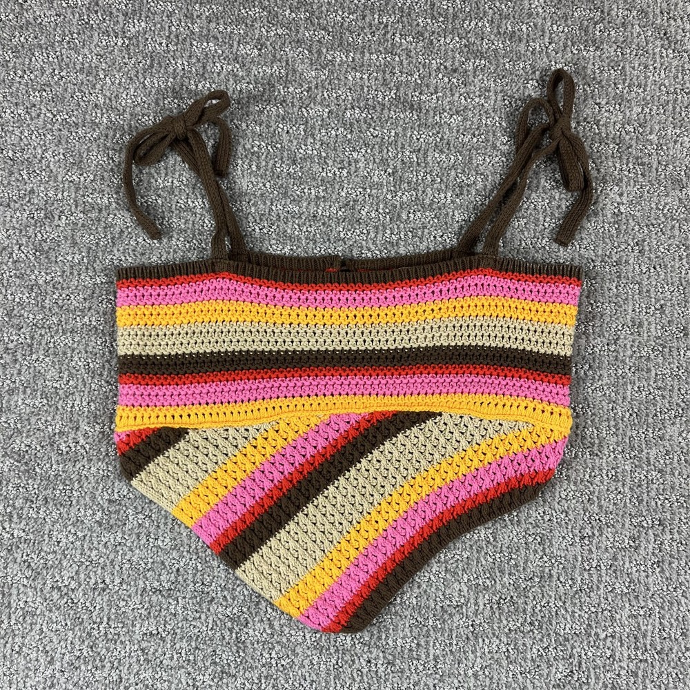 Urban Outfitters Crochet Tank Top Womens Small Striped Boho Festival Crop