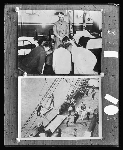 Zanzibar Tanzania 1917 HMS Pegasus Wounded Men on Hospital Ship Gascoynieden