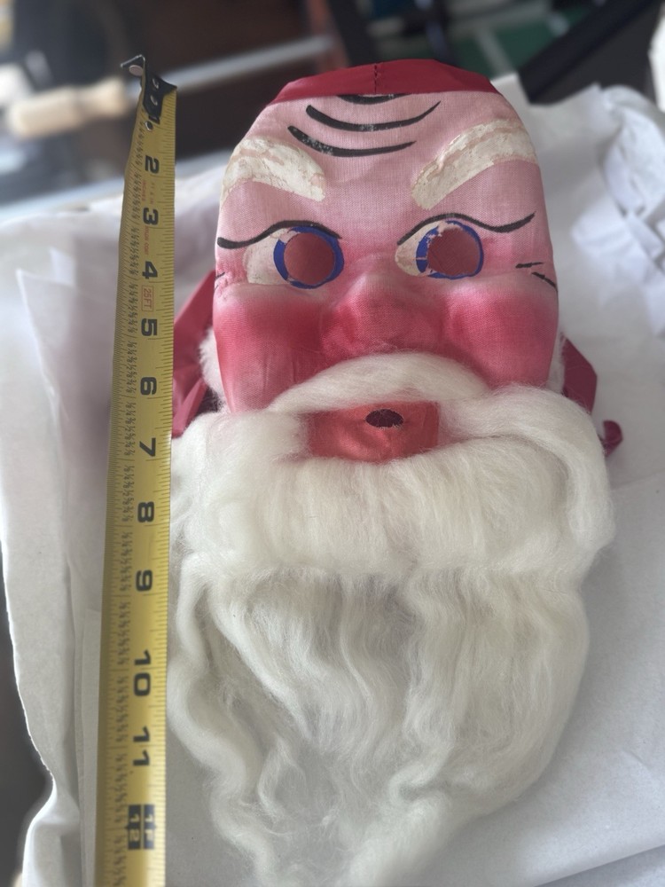 Vintage Santa Claus Mask Felt Cotton Beard Christmas Decoration Retro Face MCM