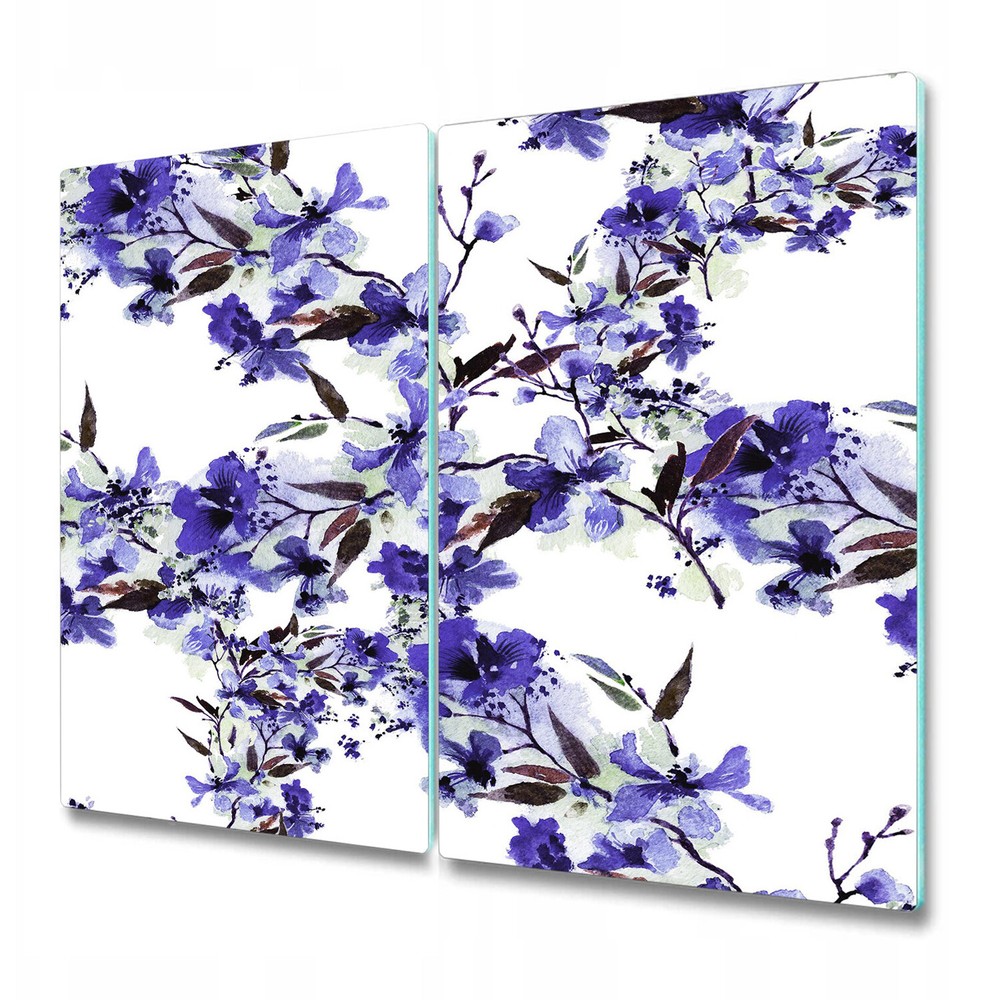 Glass Surface Protector Worktop saver Blue Watercolour flowers Floral Subtle