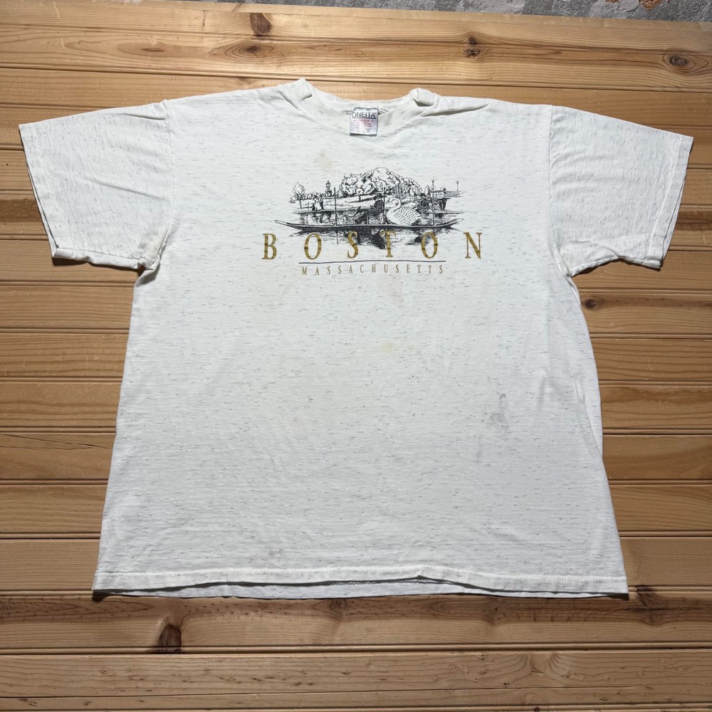 Vintage 90s Boston Massachusetts Swan Boat Graphic Souvenir T-Shirt USA Made XL