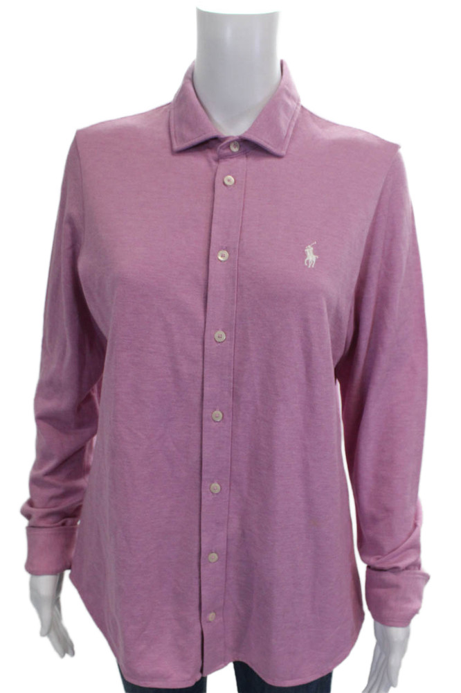 Polo Golf Ralph Lauren Womens Pink Cotton Collared Long Sleeve Polo Size LFree Shipping in US $100+ Orders | $6.95 Orders Below